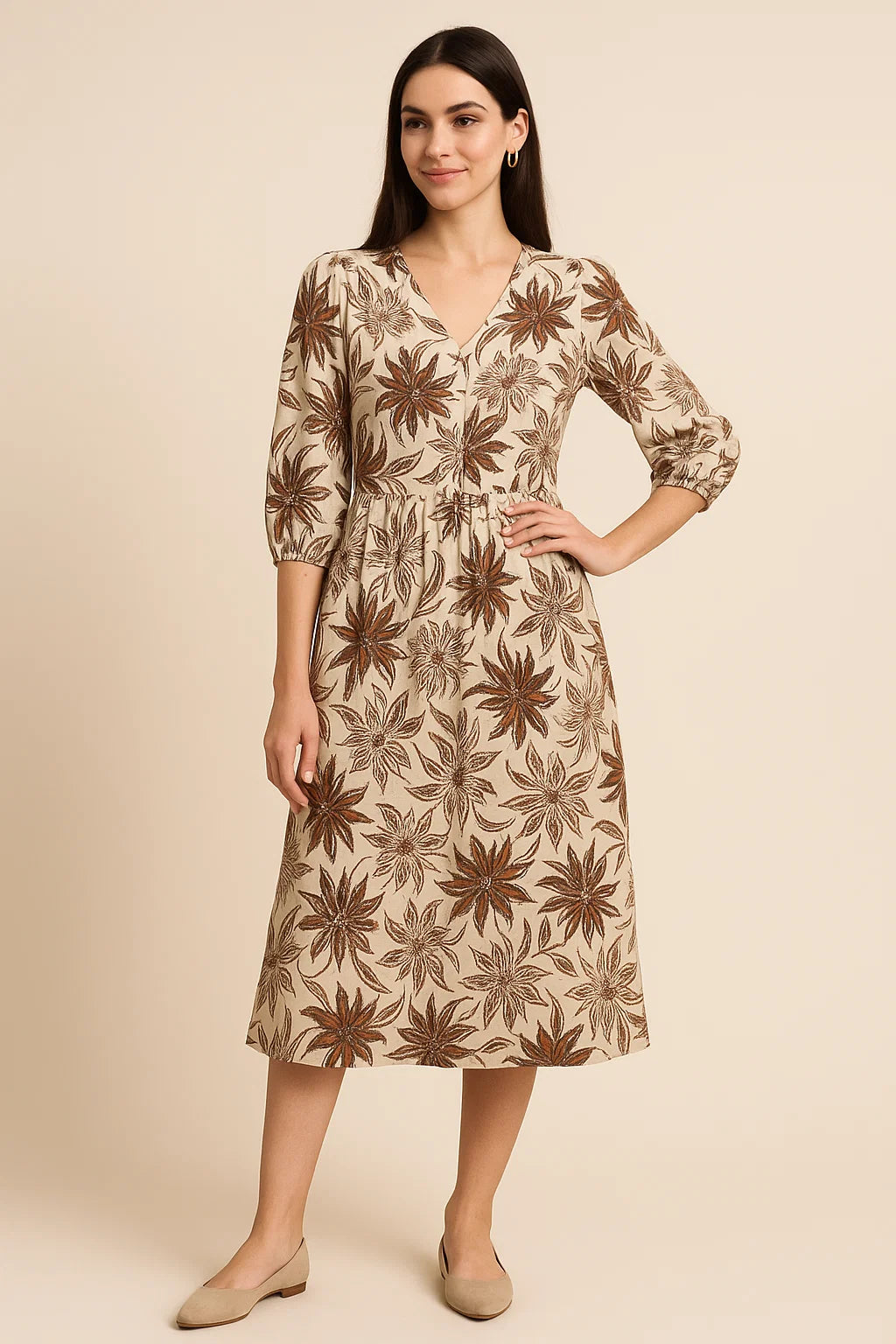 Hand Block Print Floral Muslin Fabric