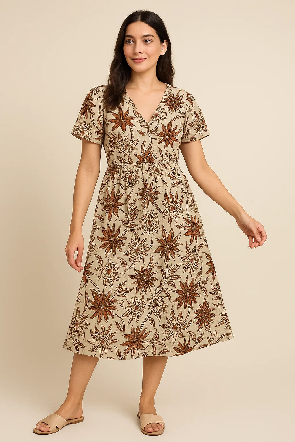 Hand Block Print Floral Muslin Fabric