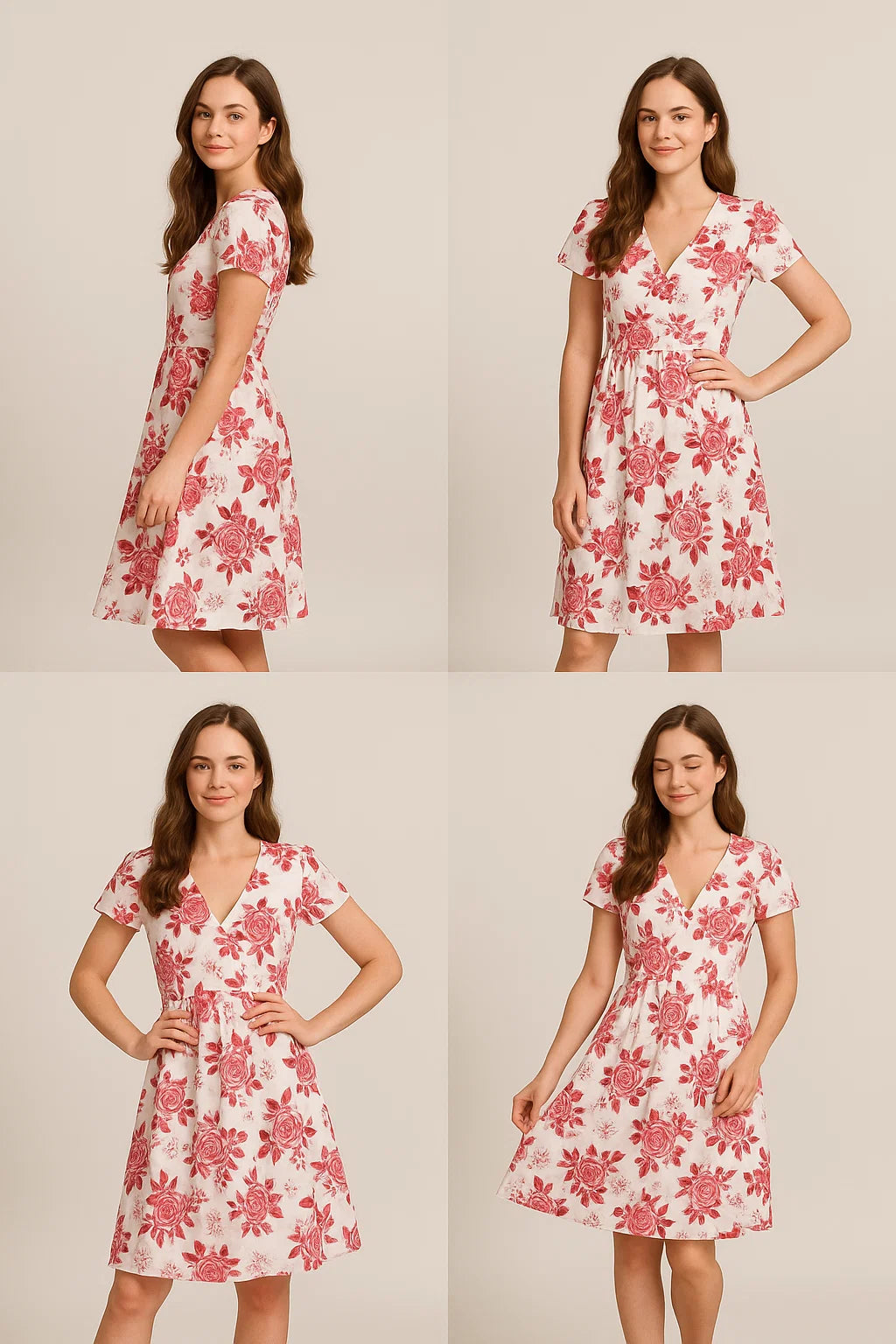 Red Roses Printed Muslin Fabric