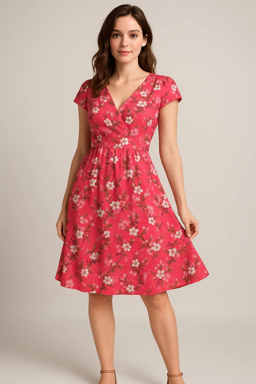 Pink Floral Muslin Fabric