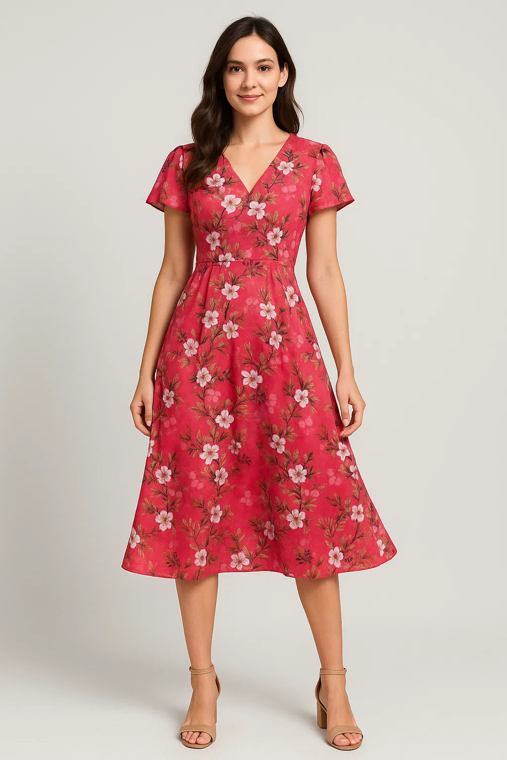 Pink Floral Muslin Fabric