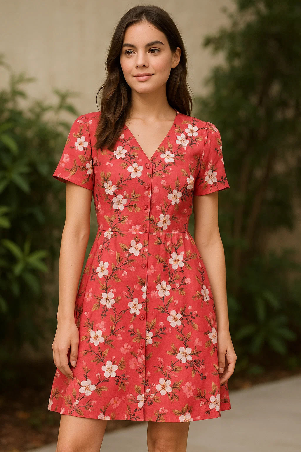 Pink Floral Muslin Fabric