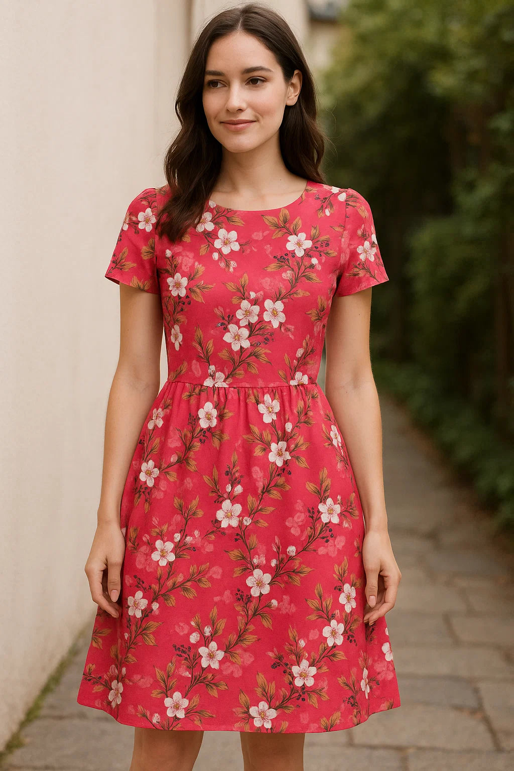 Pink Floral Muslin Fabric