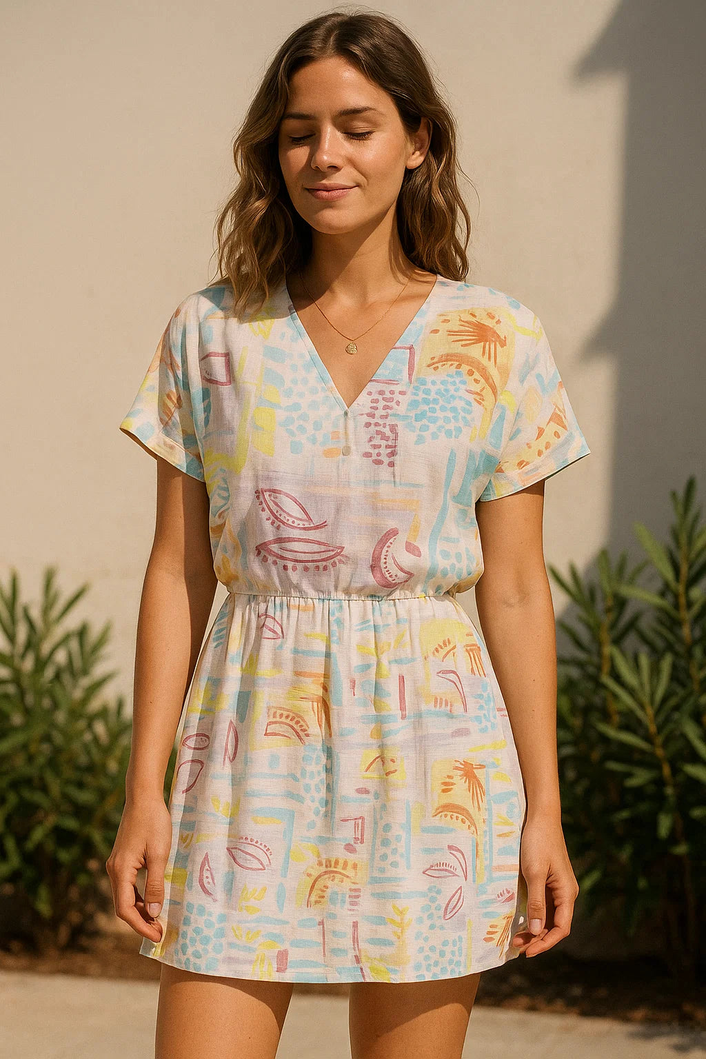 Abstract Art Printed Linen Fabric