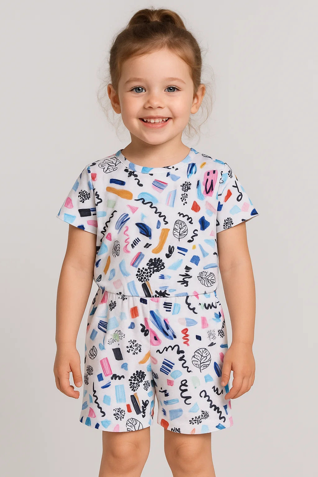 Quirky Hand Drawn Abstract Print Linen Fabric