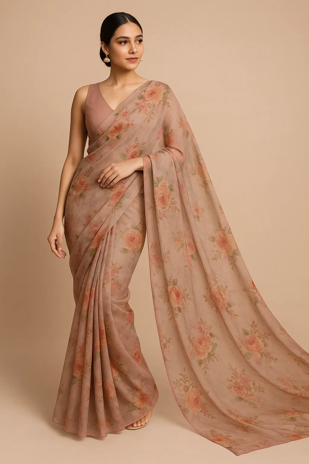 Classy floral digital printed weightless fabric by FAB VOGUE Studio