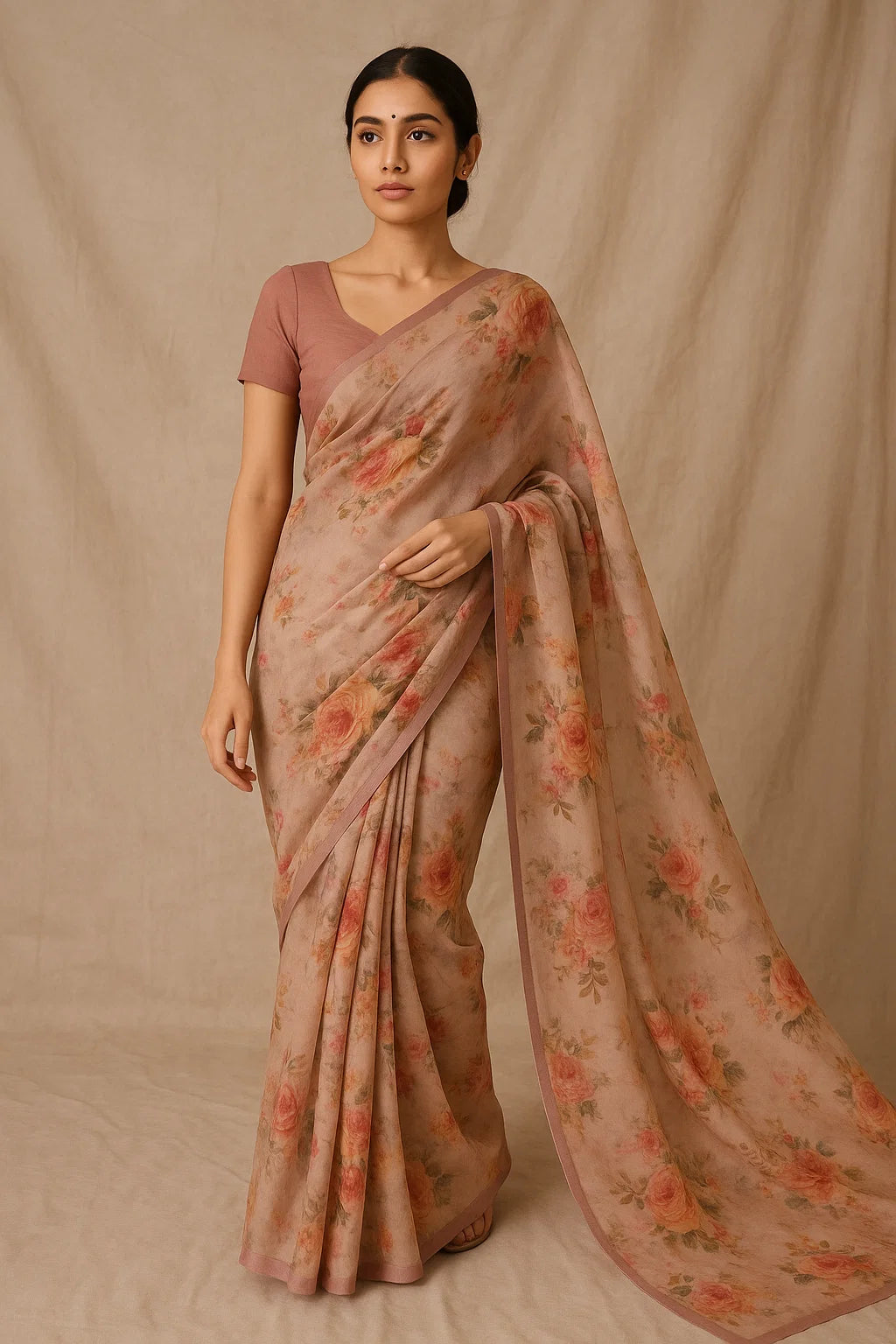 Classy floral digital printed weightless fabric by FAB VOGUE Studio