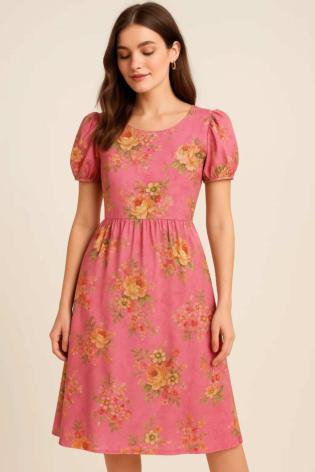 Gorgeous pink floral digital printed weightless fabric from FAB VOGUE Studio