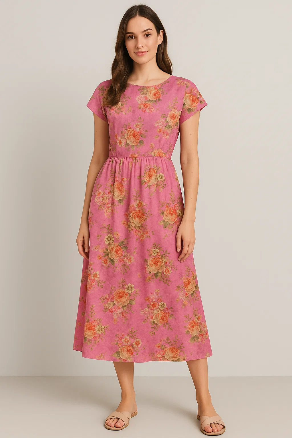 Gorgeous pink floral digital printed weightless fabric from FAB VOGUE Studio