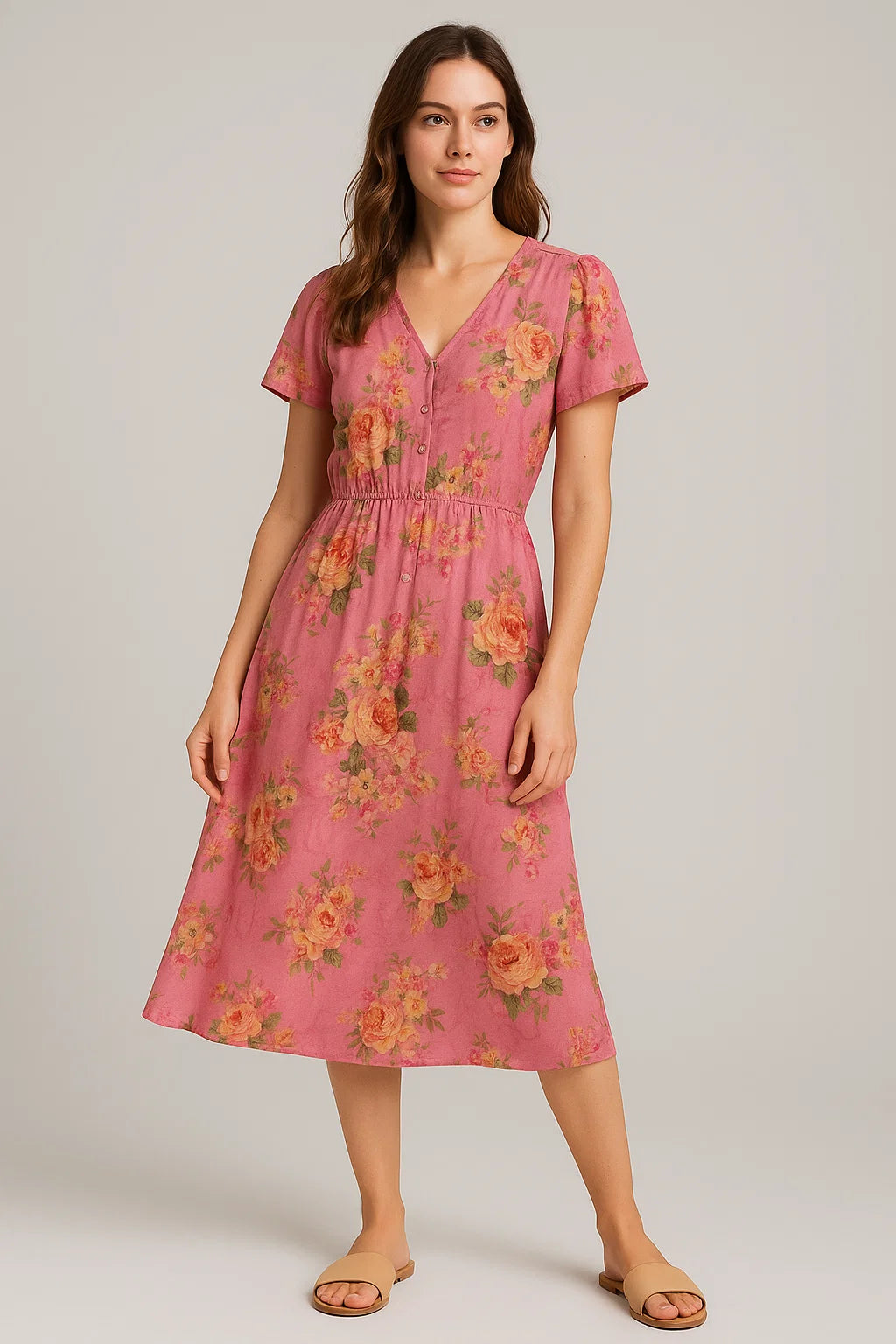 Gorgeous pink floral digital printed weightless fabric from FAB VOGUE Studio