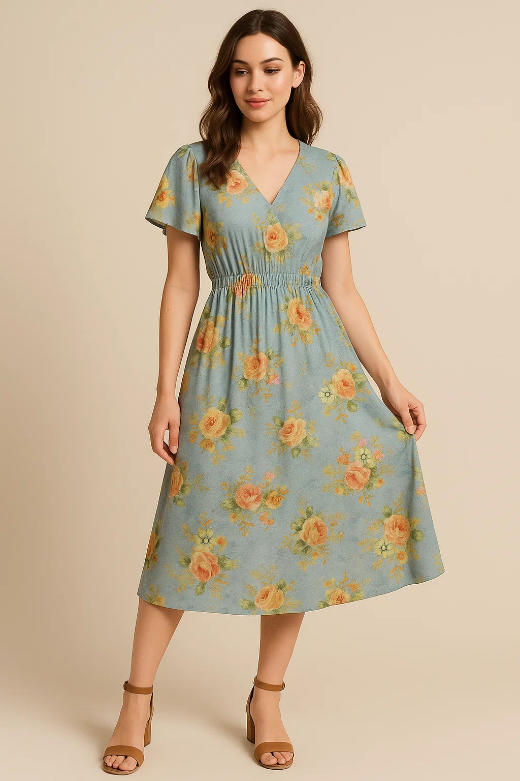 Classy floral print digital printed fabric by FAB VOGUE Studio