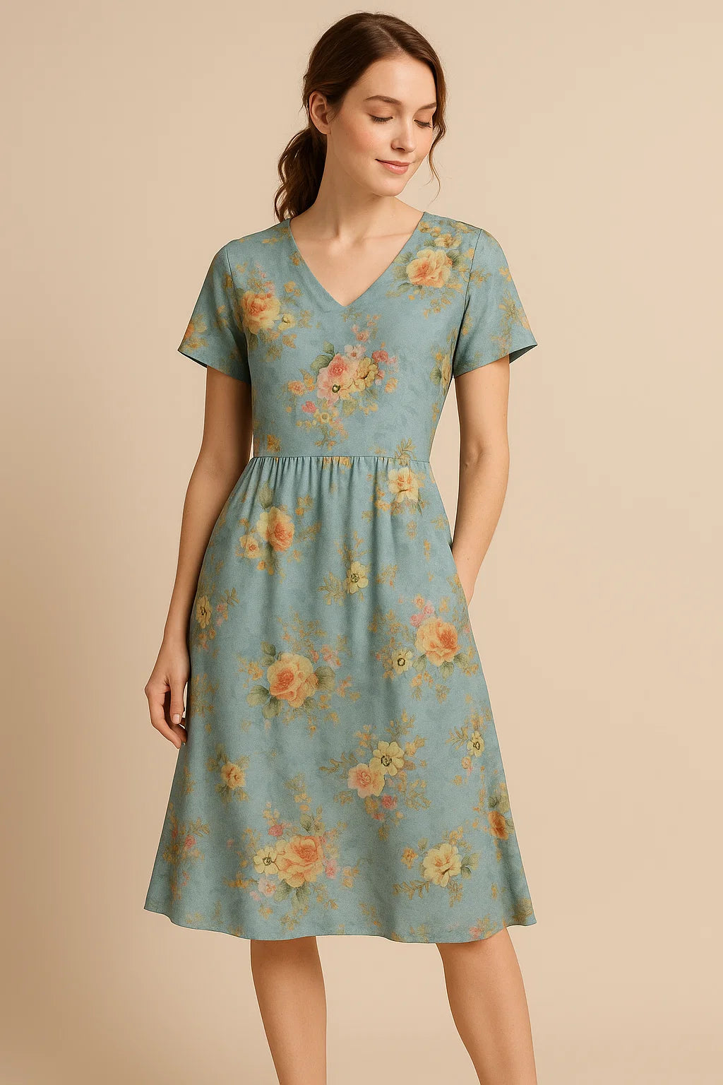 Classy floral print digital printed fabric by FAB VOGUE Studio