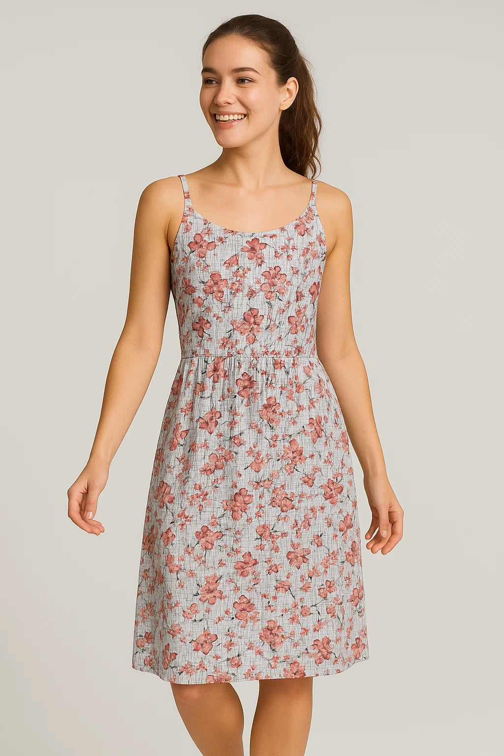 Gray Strips Weightless Printed Fabric