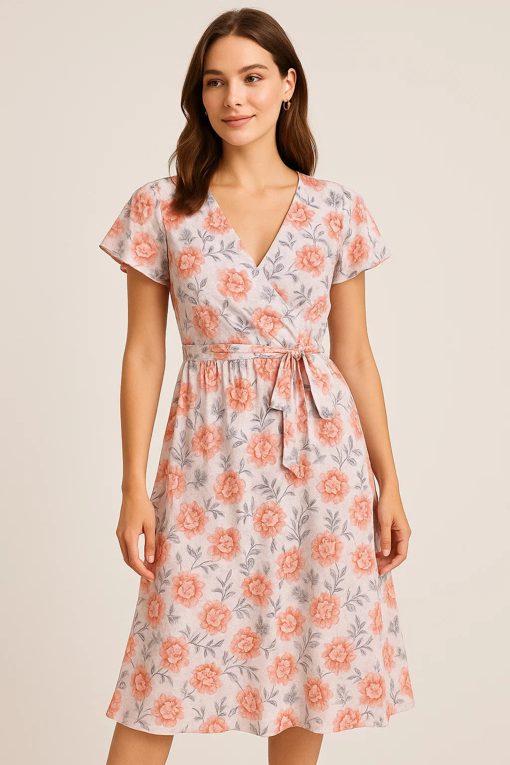 Orange Flower Weightless Printed Fabric