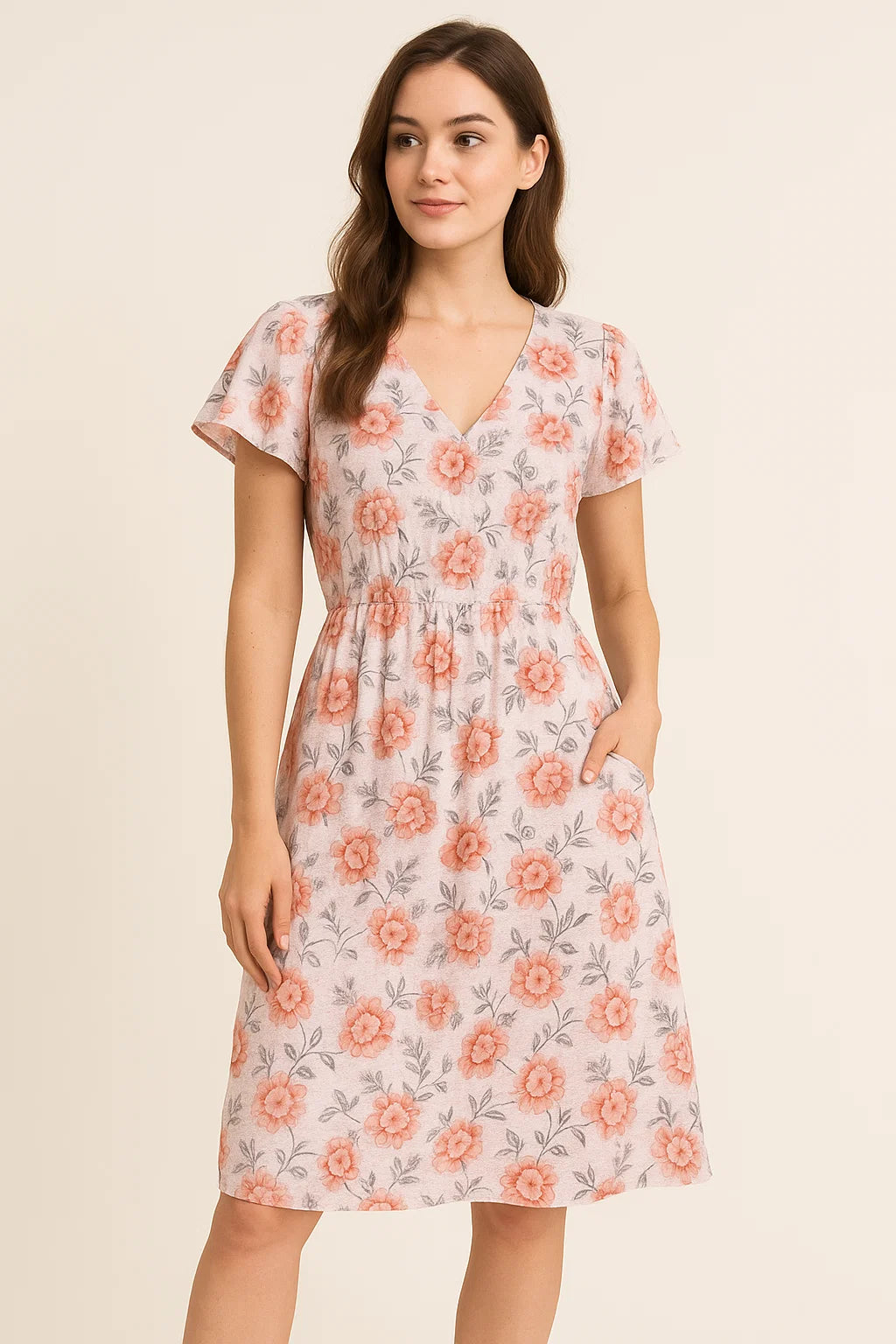 Orange Flower Weightless Printed Fabric