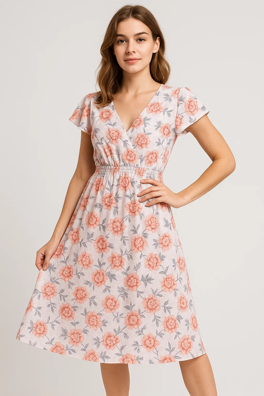 Orange Flower Weightless Printed Fabric