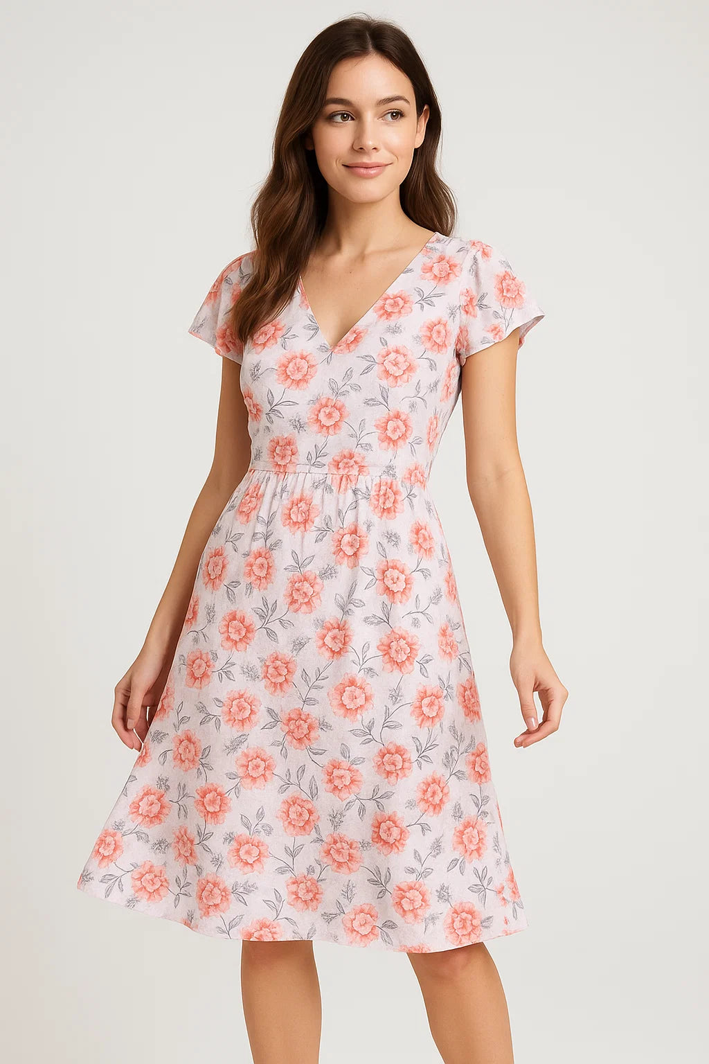 Orange Flower Weightless Printed Fabric