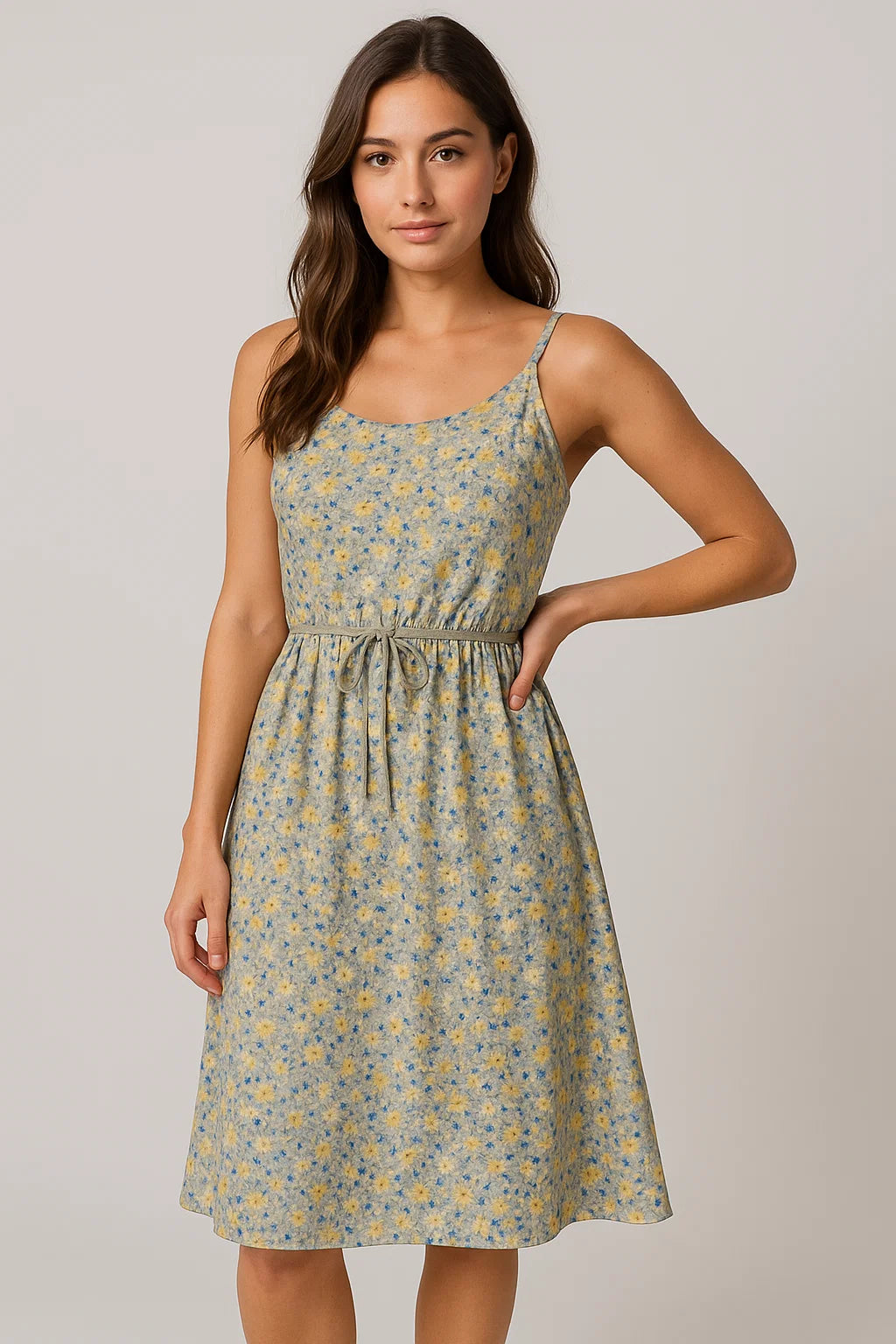 Gray Flower Weightless Printed Fabric