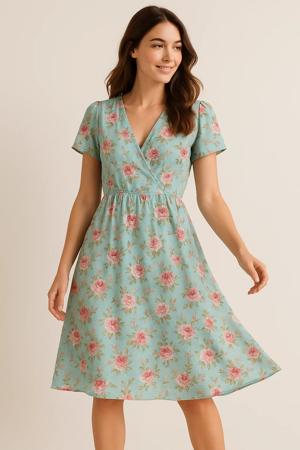 Teal Flower Weightless Printed Fabric