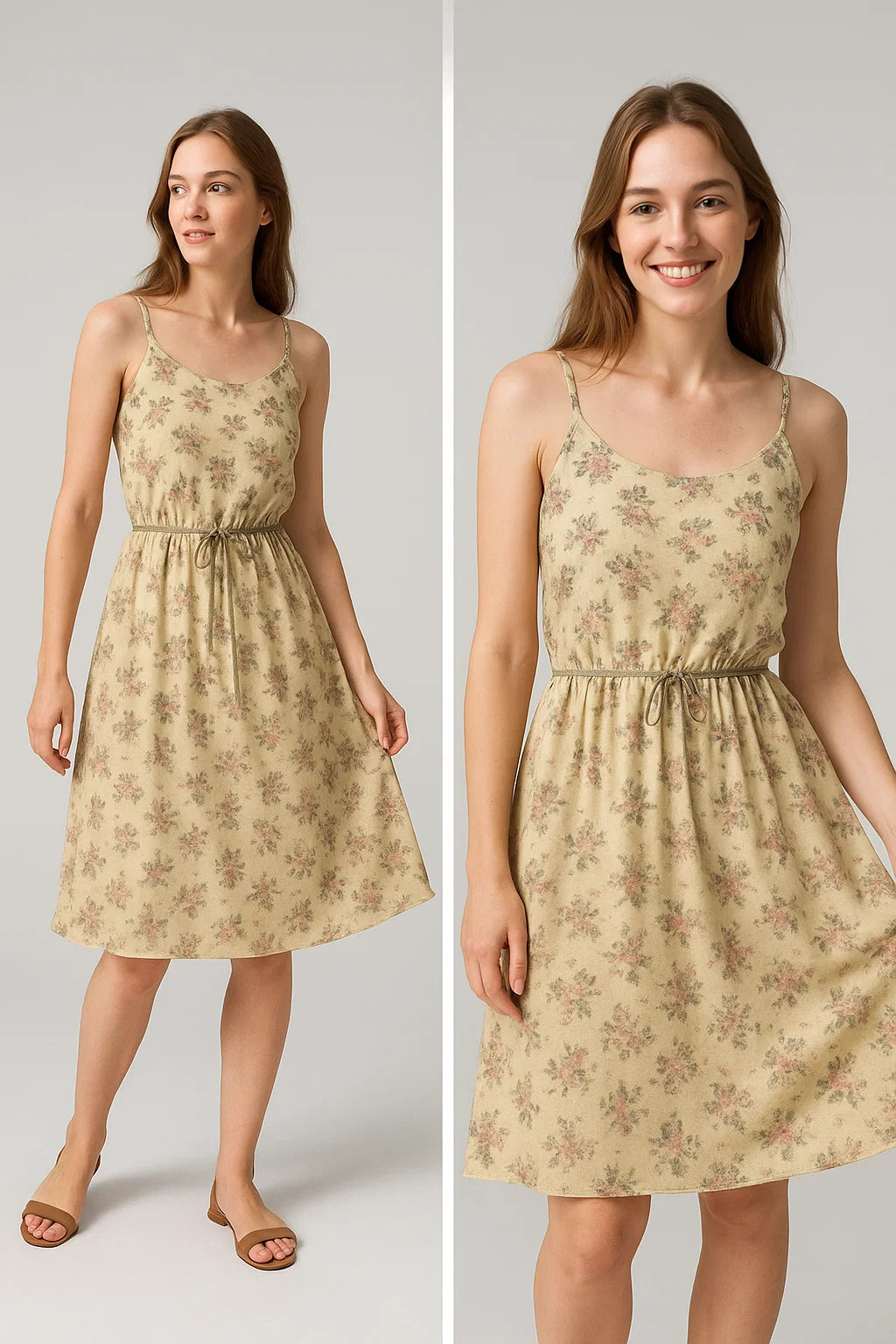 Light Tan Flower Weightless Printed Fabric