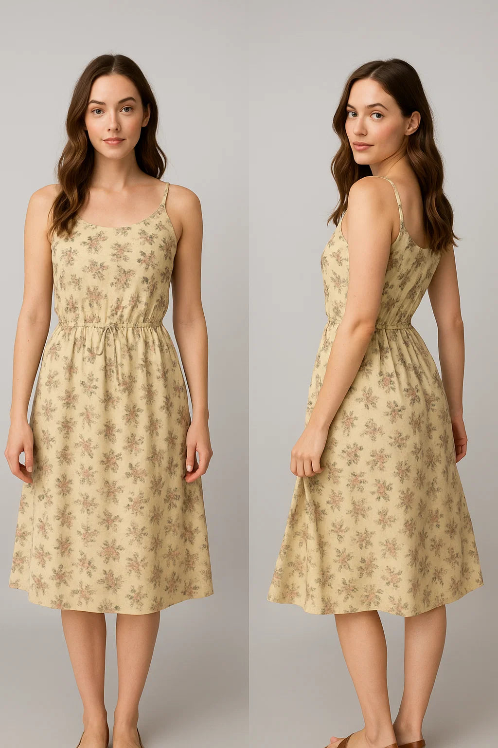 Light Tan Flower Weightless Printed Fabric