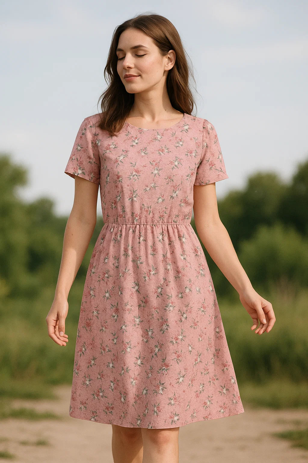 Pink Flower Weightless Printed Fabric