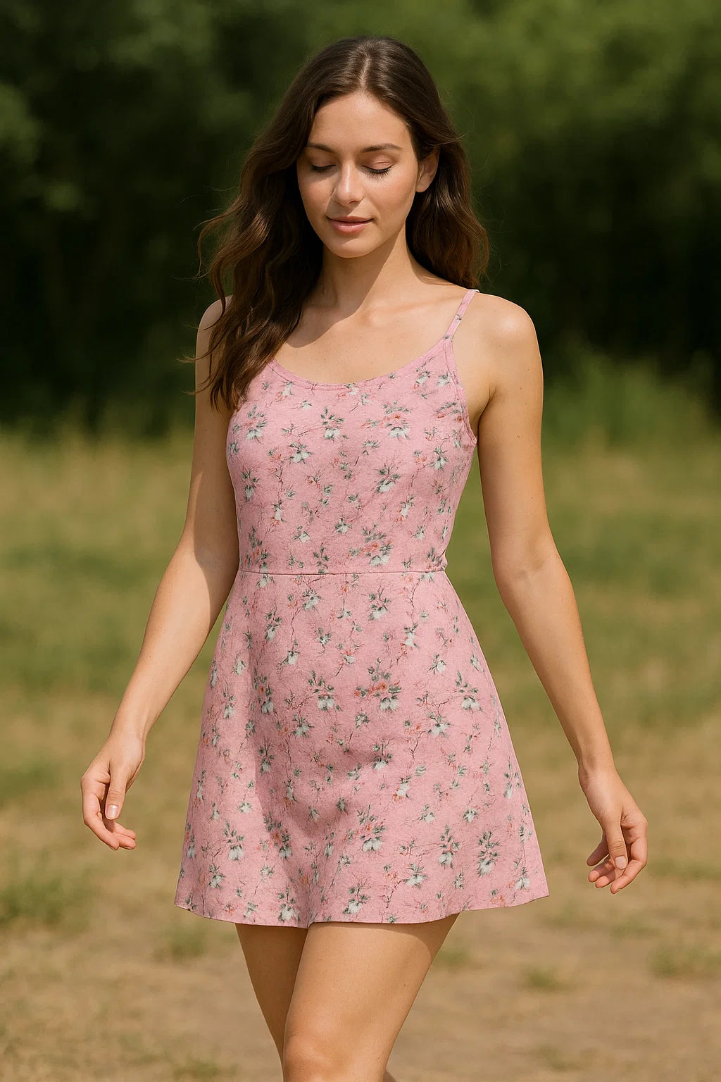 Pink Flower Weightless Printed Fabric