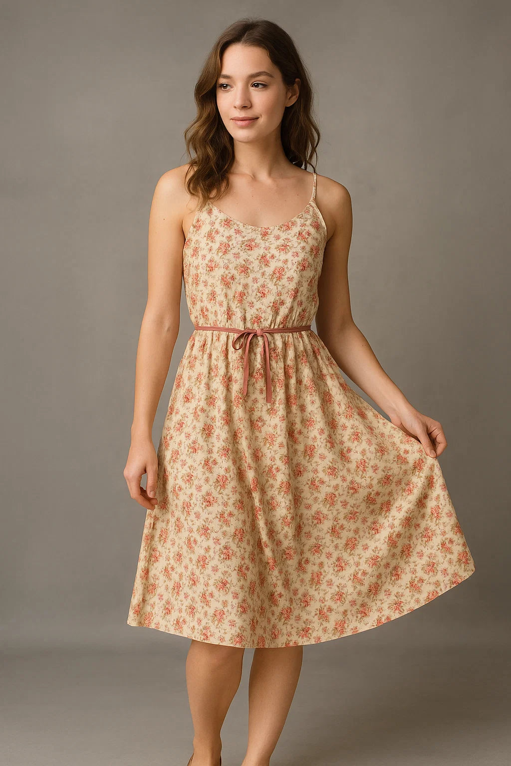 Cream Flower Weightless Printed Fabric