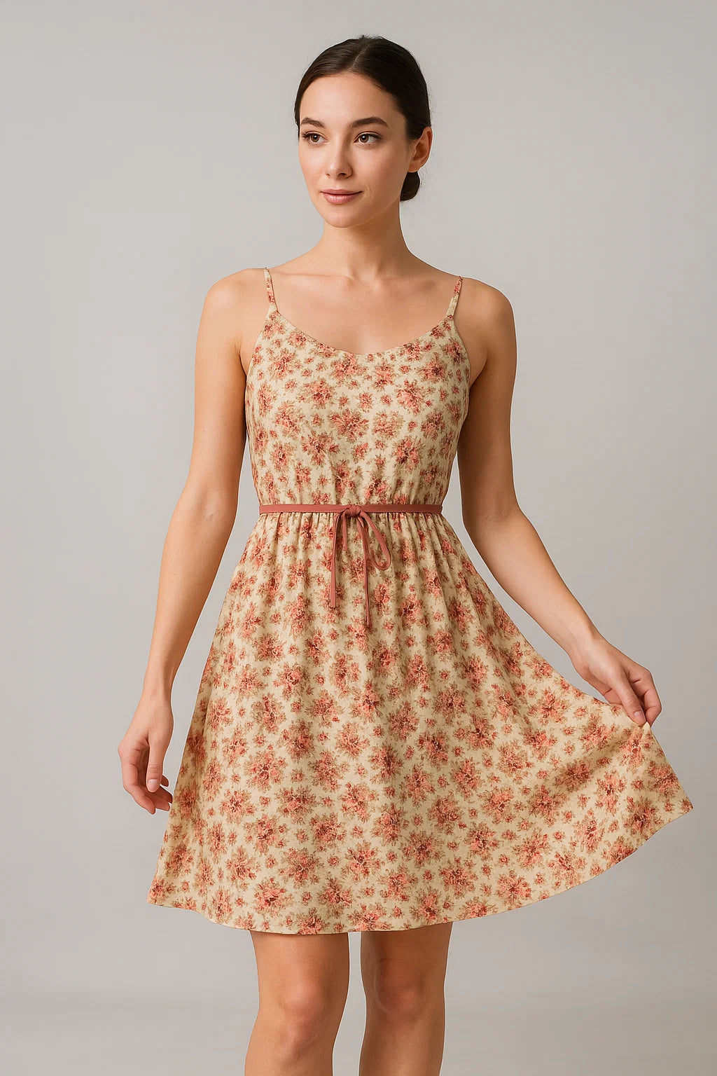 Cream Flower Weightless Printed Fabric