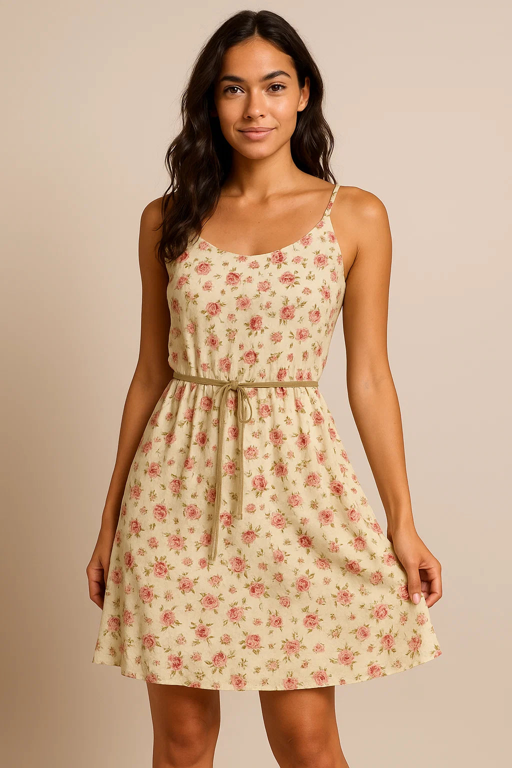 Cream Flower Weightless Printed Fabric