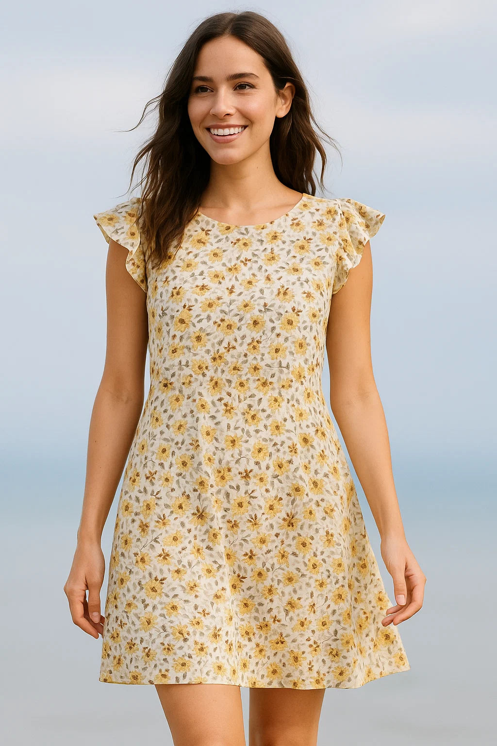 White Flower Weightless Printed Fabric