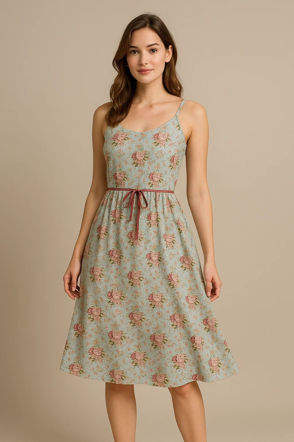 Light Mint Flower Weightless Printed Fabric