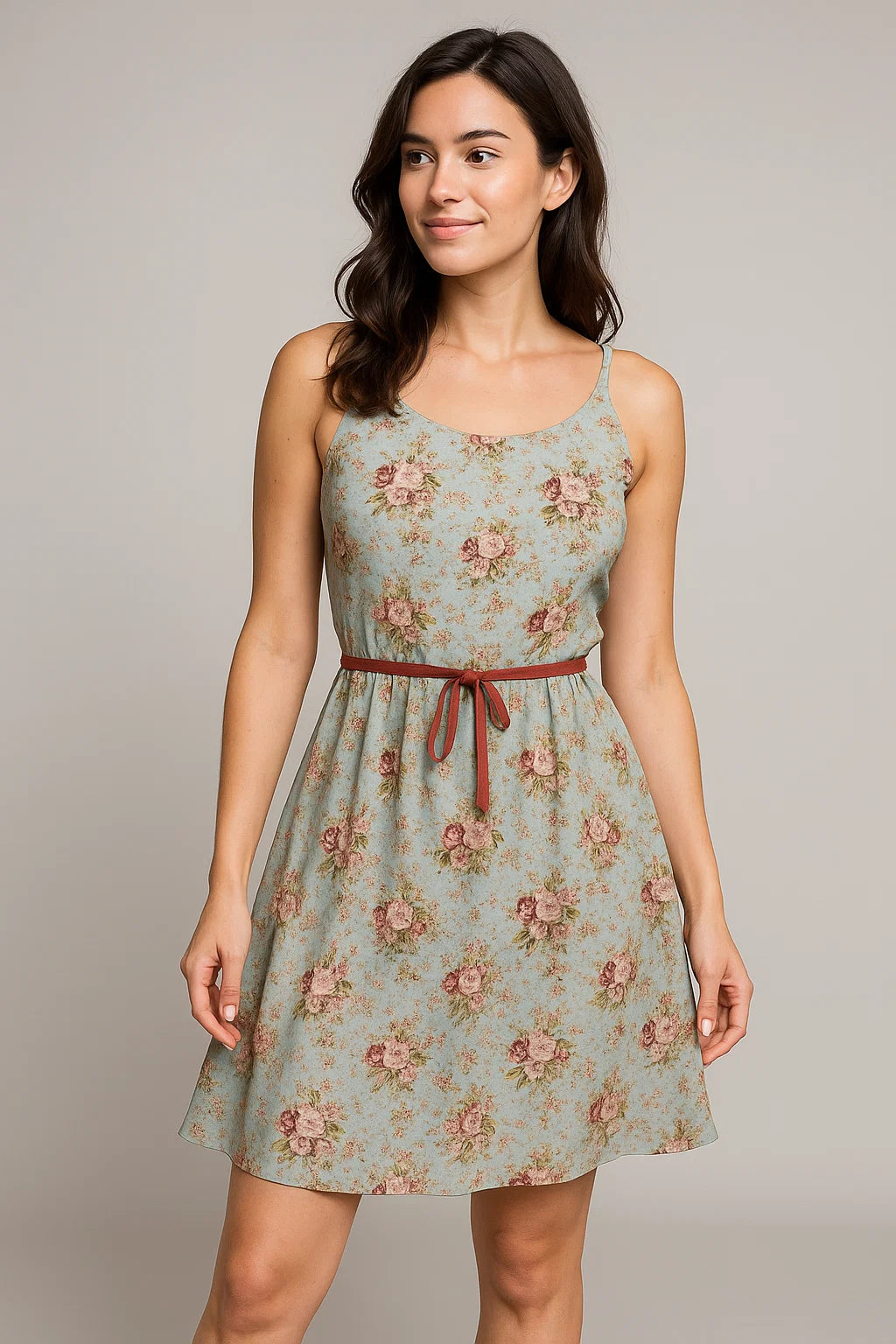 Light Mint Flower Weightless Printed Fabric