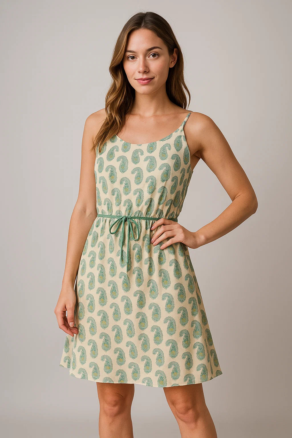 Cream Paisley Weightless Printed Fabric