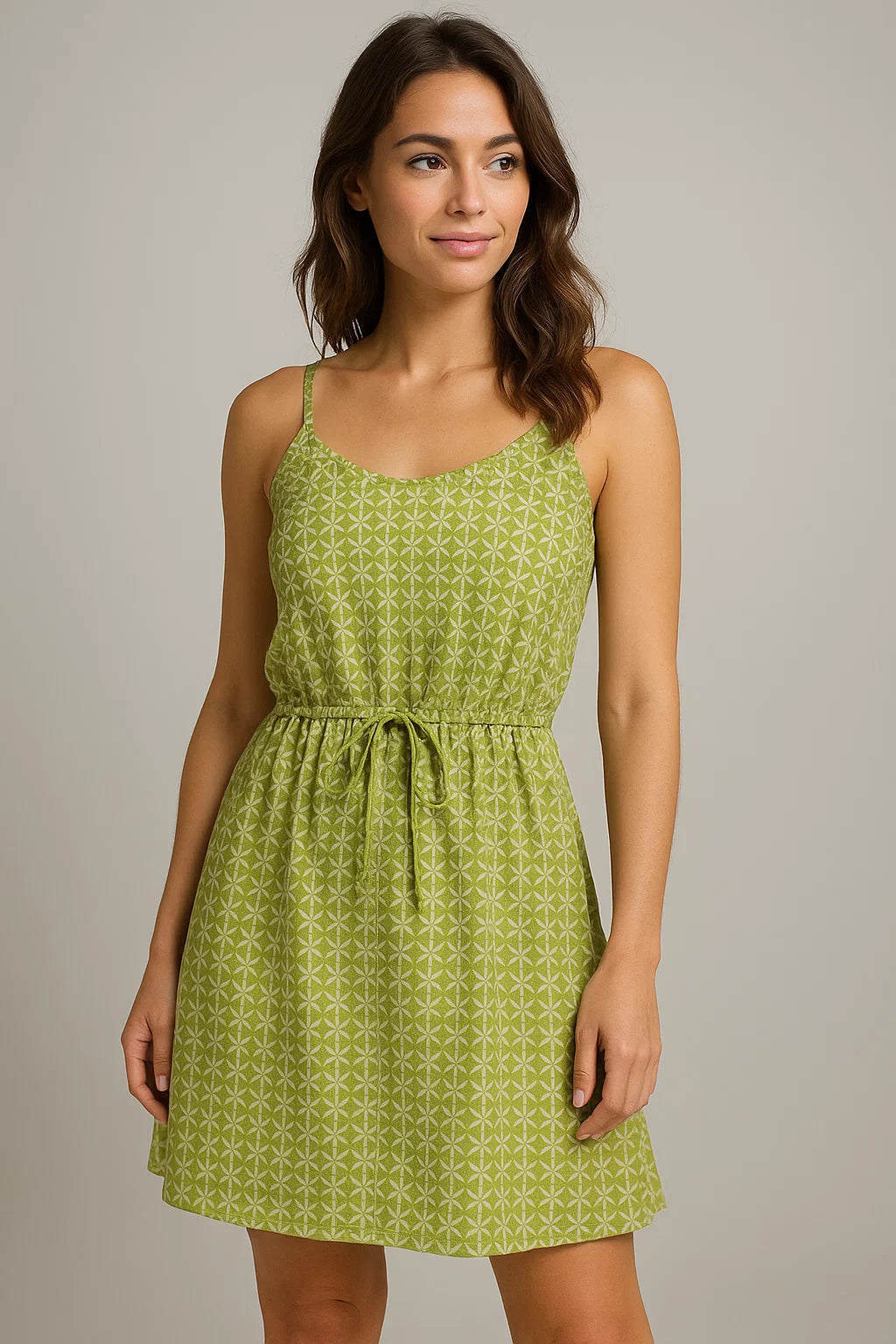 Green Flower Weightless Printed Fabric