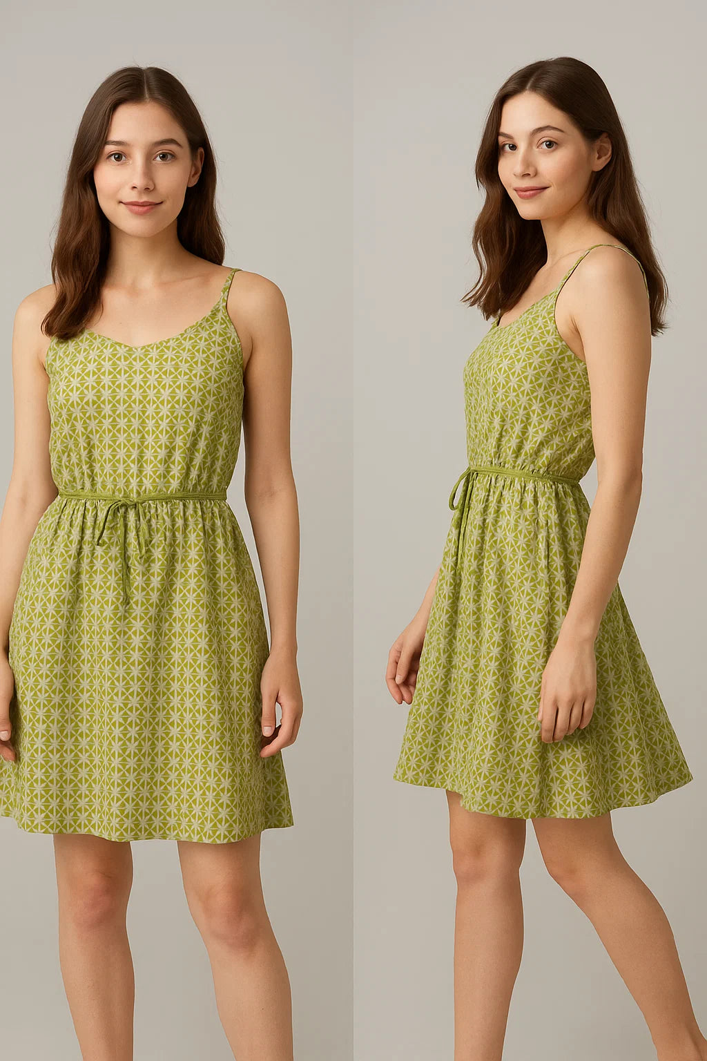 Green Flower Weightless Printed Fabric