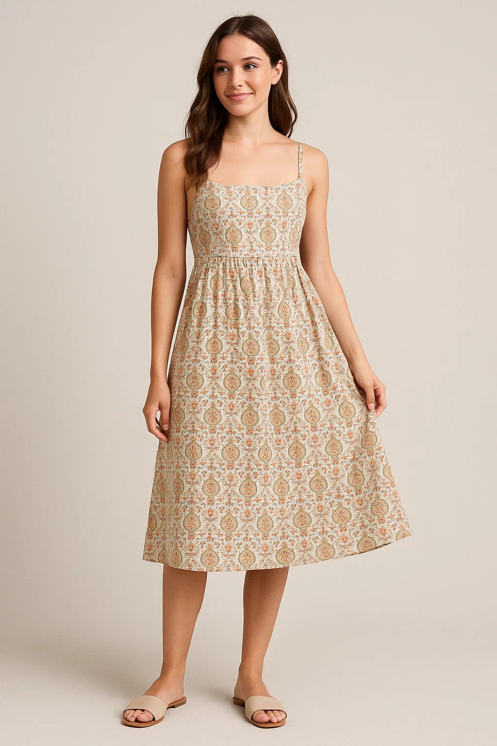 Cyan Damask Weightless Printed Fabric