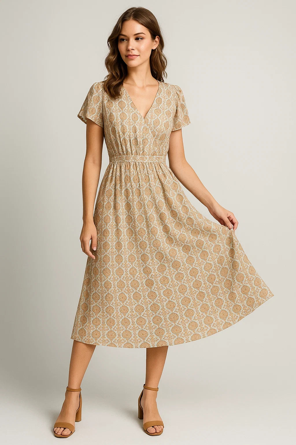 Cyan Damask Weightless Printed Fabric