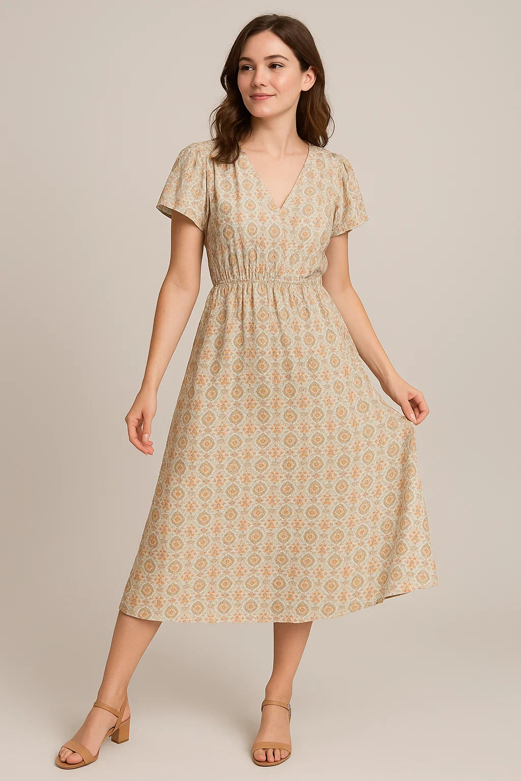 Cyan Damask Weightless Printed Fabric