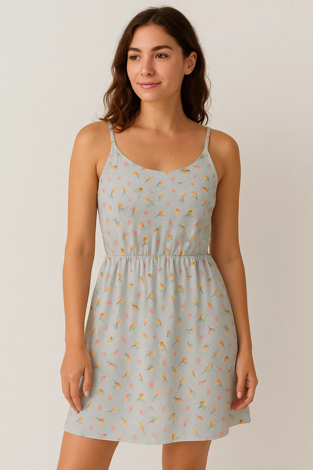 Gray Leaves Weightless Printed Fabric