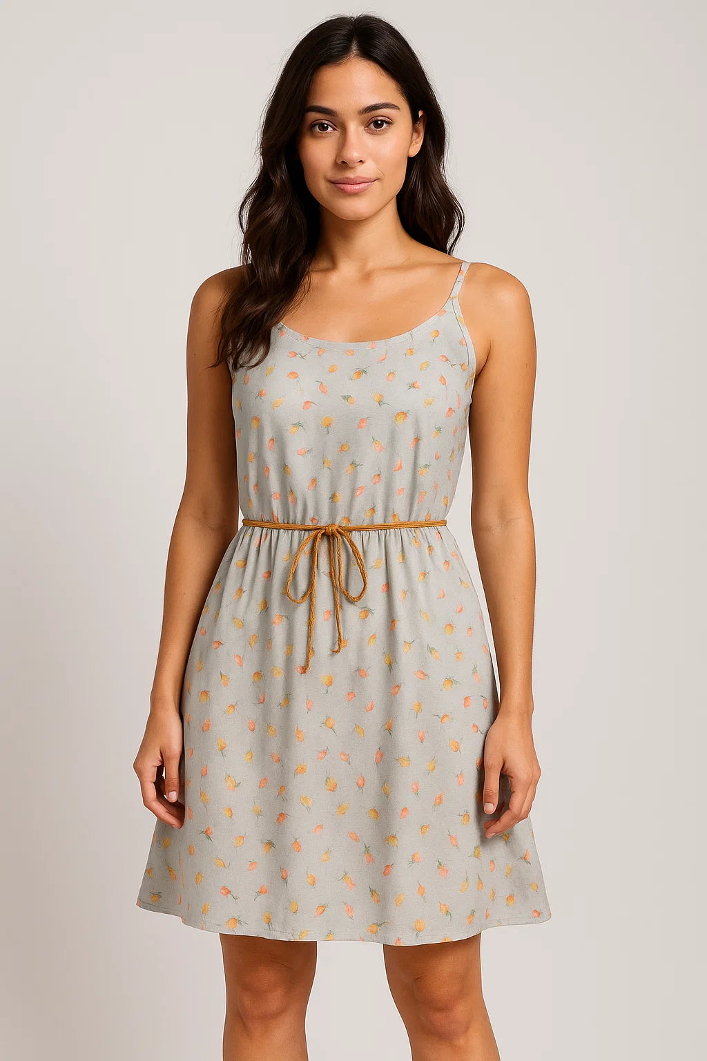 Gray Leaves Weightless Printed Fabric