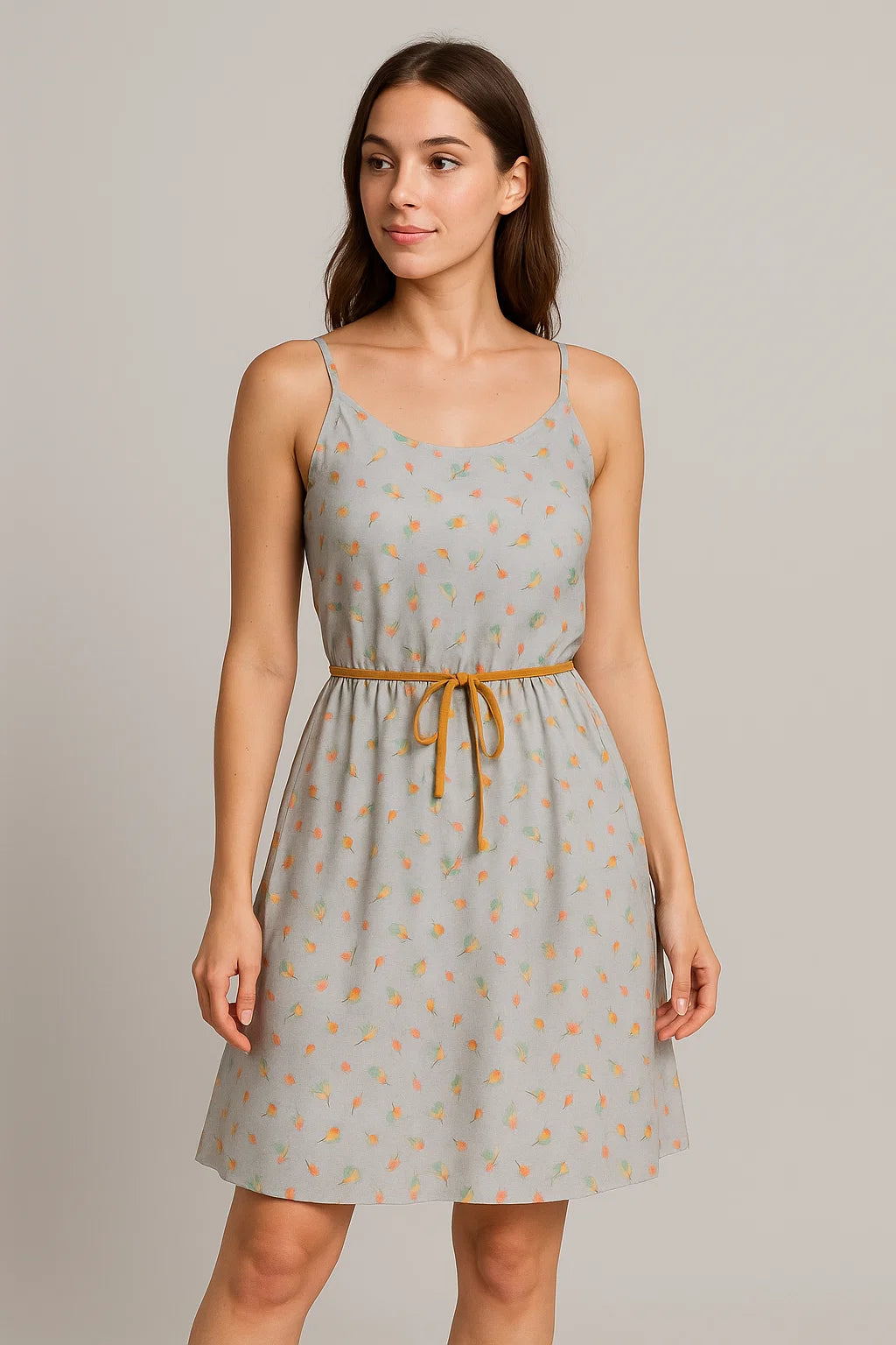 Gray Leaves Weightless Printed Fabric