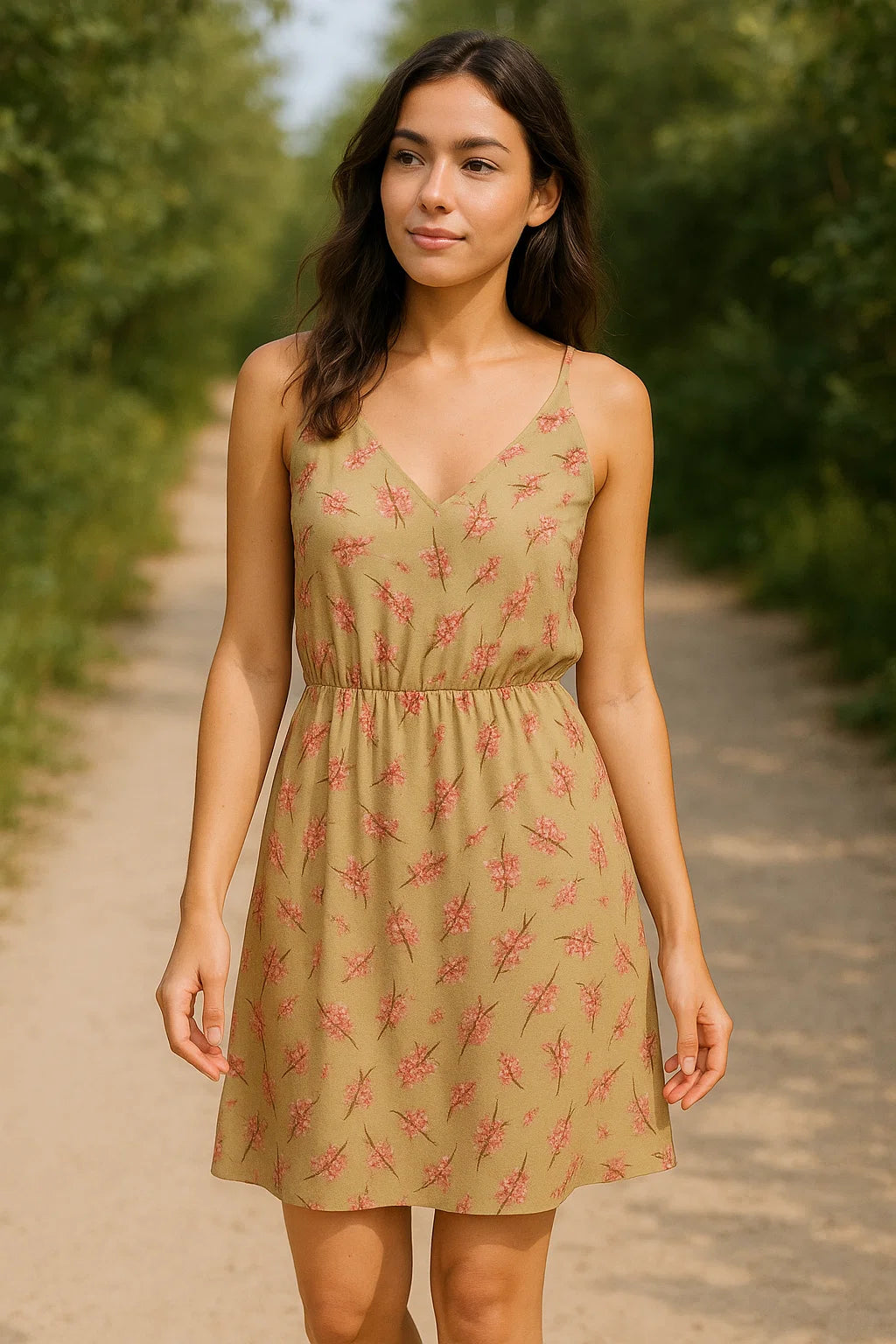 Coffee Floral Weightless Printed Fabric