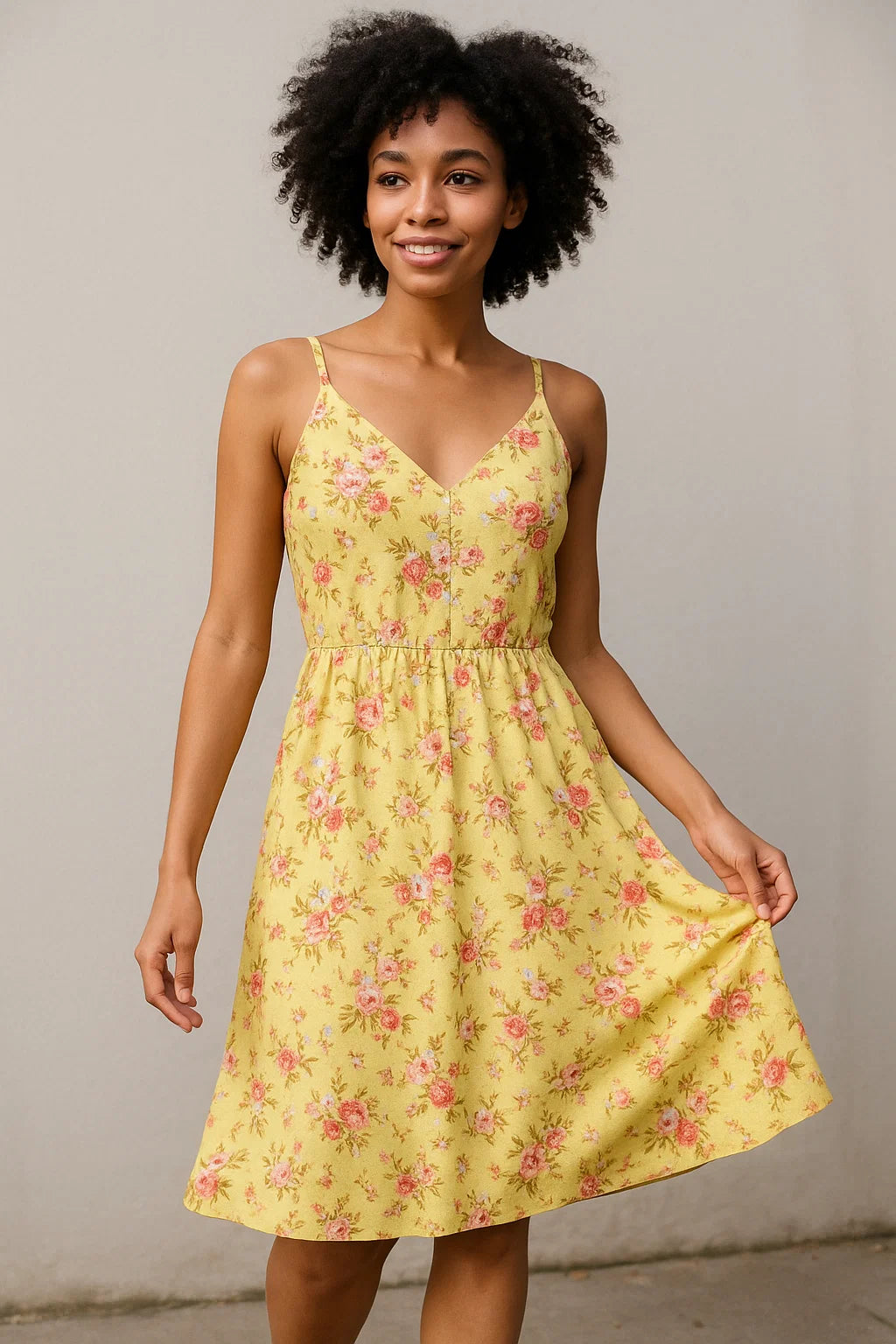 Musterd Yellow Flower Weightless Printed Fabric