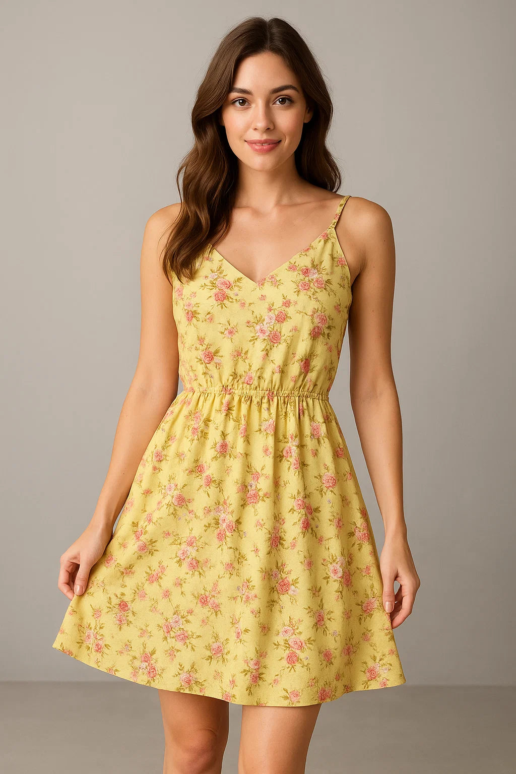 Musterd Yellow Flower Weightless Printed Fabric