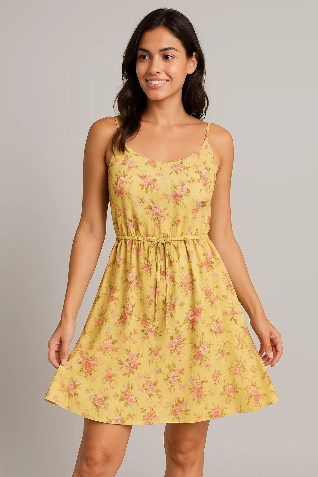 Musterd Yellow Flower Weightless Printed Fabric