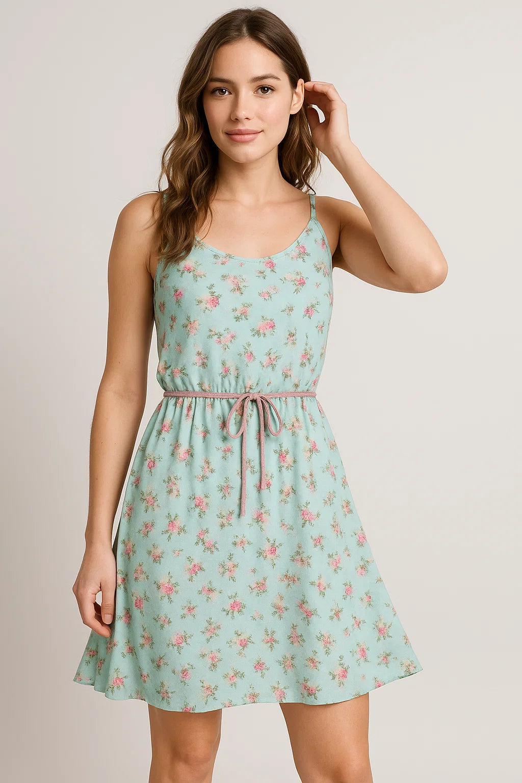 Skyblue Flower Weightless Printed Fabric