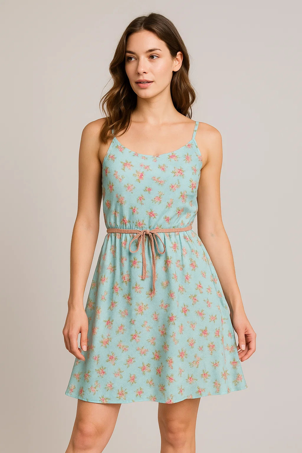 Skyblue Flower Weightless Printed Fabric