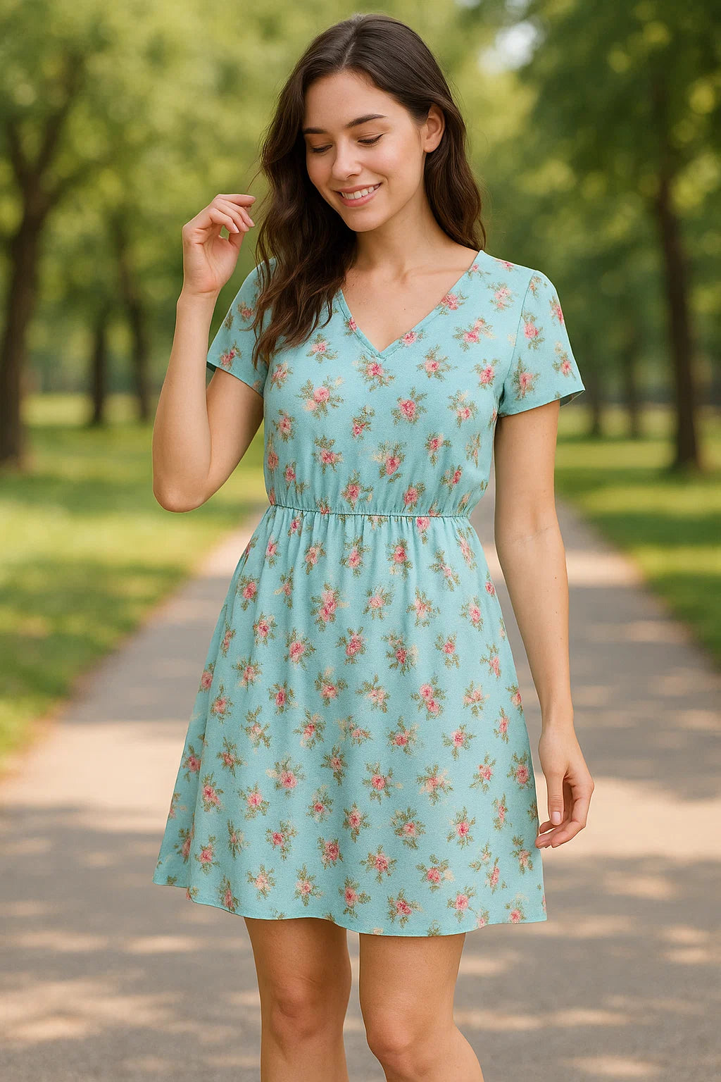 Skyblue Flower Weightless Printed Fabric