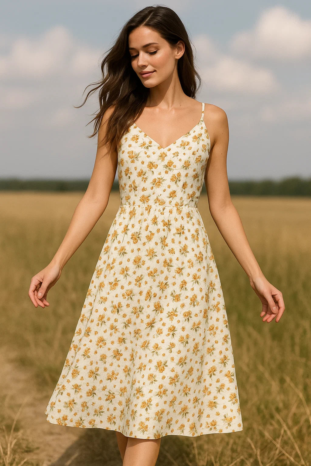 Peach Flower Weightless Printed Fabric